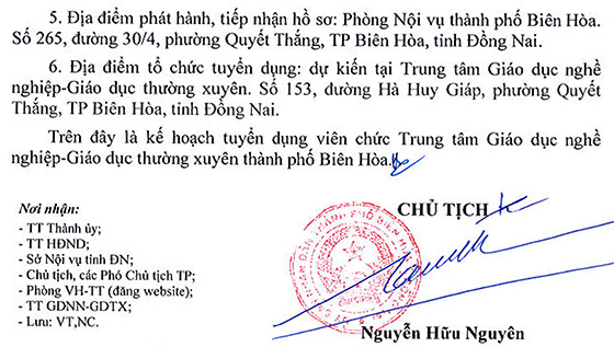 UBND thành phố Biên Hòa, Đồng Nai tuyển dụng viên chức TT GDNN - GDTX năm 2020