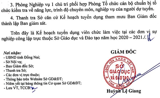 Sở Giáo dục và Đào tạo tỉnh Đồng Nai tuyển dụng viên chức năm học 2020 - 2021