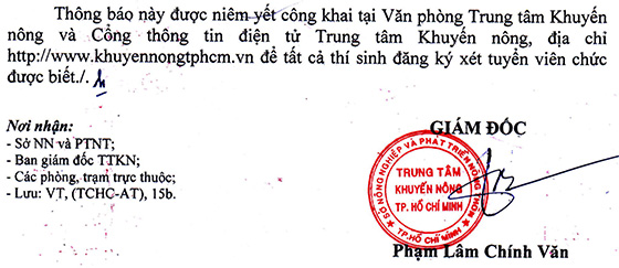 Trung tâm Khuyến nông TP.Hồ Chí Minh tuyển dụng viên chức đợt 2 năm 2020