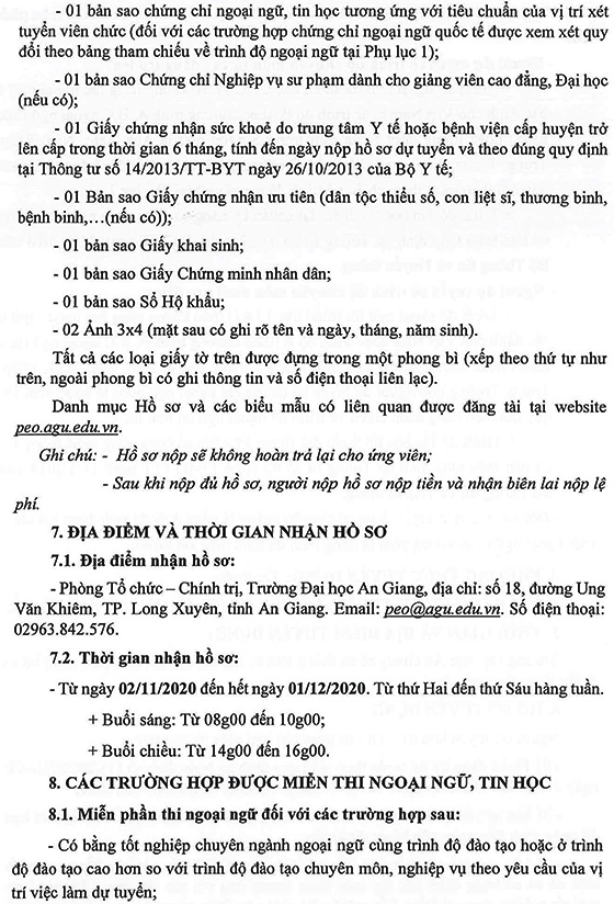 Trường Đại học An Giang tuyển dụng viên chức năm 2020