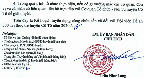 UBND huyện Cô Tô, Quảng Ninh tuyển dụng công chức cấp xã năm 2020