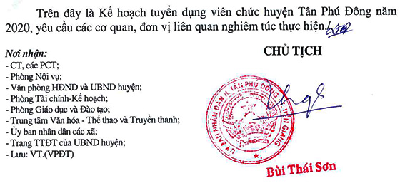 UBND huyện Tân Phú Đông, Tiền Giang tuyển dụng viên chức năm 2020