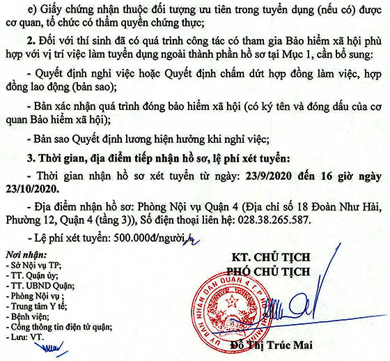 UBND quận 4, TP. Hồ Chí Minh tuyển dụng viên chức y tế năm 2020