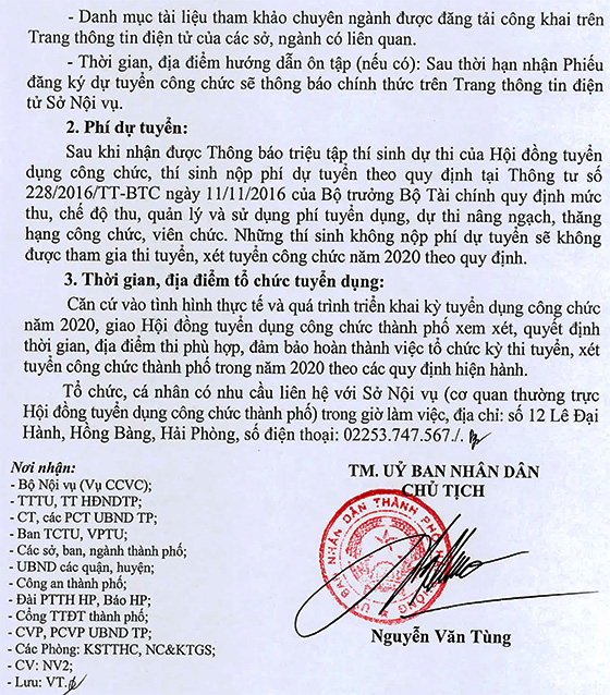 UBND thành phố Hải Phòng tuyển dụng công chức năm 2020