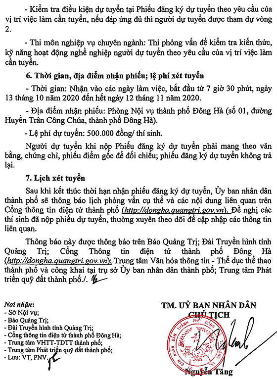 UBND thành phố Đông Hà, Quảng Trị tuyển dụng viên chức năm 2020