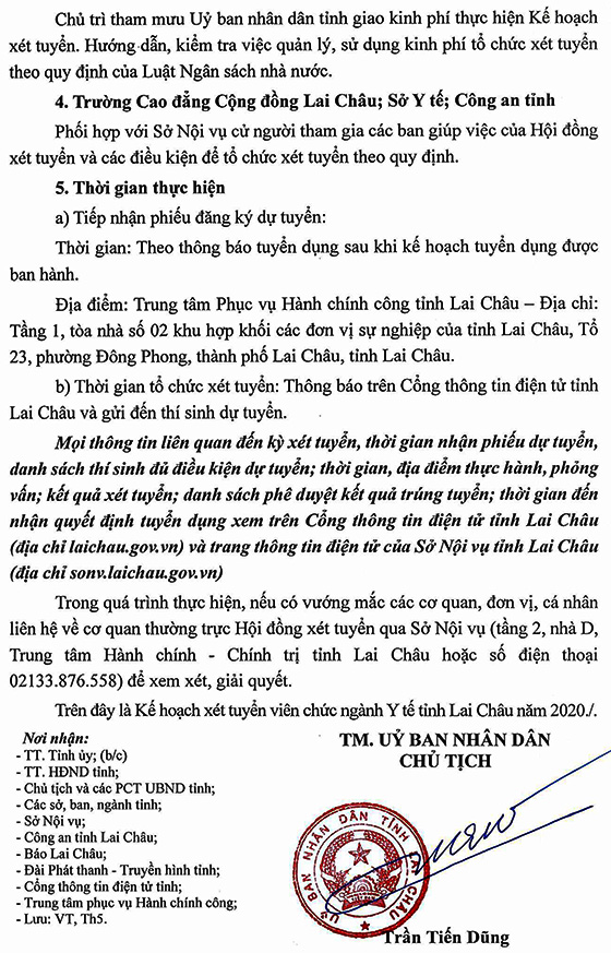 UBND tỉnh Lai Châu tuyển dụng viên chức ngành Y tế năm 2020