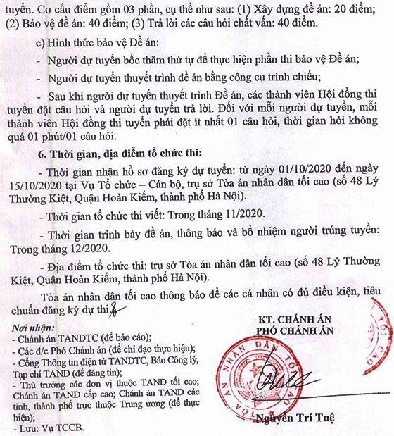 Tòa án nhân dân tối cao thông báo thi tuyển Phó Giám đốc Học viện Tòa án năm 2020