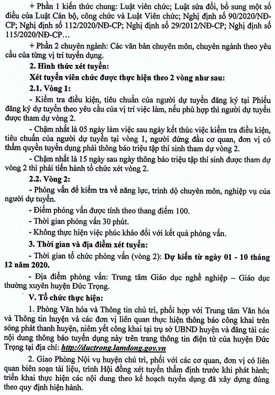 UBND huyện Đức Trọng, Lâm Đồng tuyển dụng viên chức đơn vị sự nghiệp công lập năm 2020
