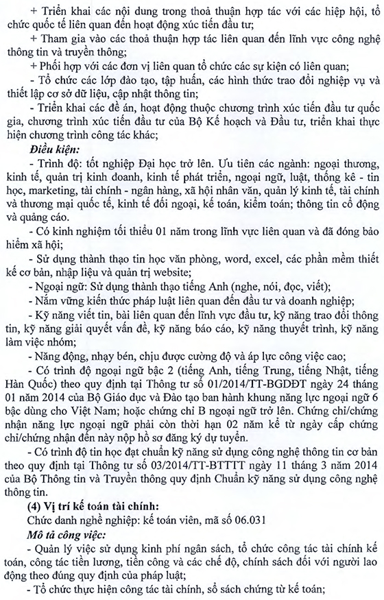 Cục đầu tư nước ngoài - Bộ Kế hoạch và Đầu tư tuyển dụng viên chức năm 2020