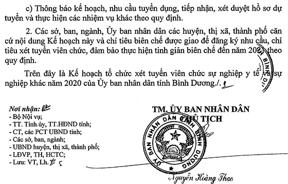 UBND tỉnh Bình Dương tuyển dụng viên chức sự nghiệp y tế và sự nghiệp khác năm 2020