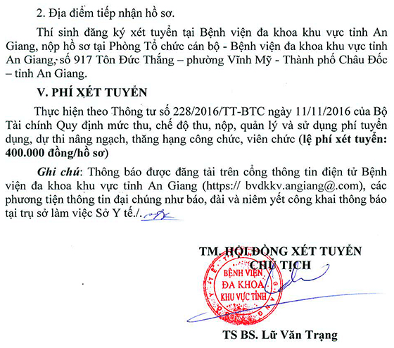 Bệnh viện đa khoa khu vực tỉnh An Giang tuyển dụng viên chức năm 2020