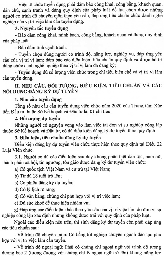 Sở Kế hoạch và Đầu tư tỉnh Gia Lai tuyển dụng viên chức năm 2020