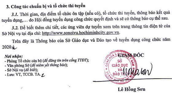 Sở Giáo dục và Đào tạo TP.Hồ Chí Minh tuyển dụng công chức năm 2020