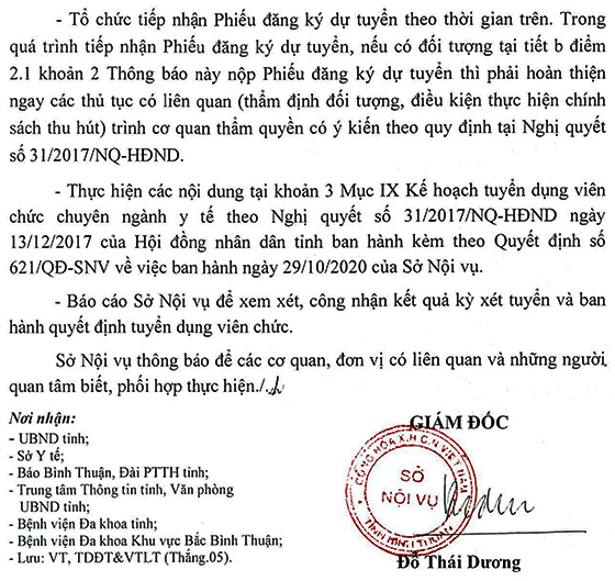 Sở Nội vụ tỉnh Bình Thuận tuyển dụng  viên chức ngành y tế năm 2020