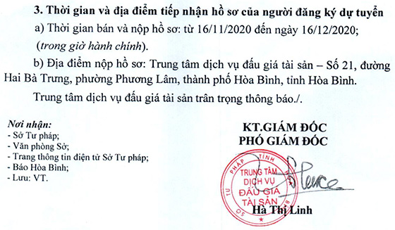 Trung tâm dịch vụ đấu giá tỉnh Hòa Bình tuyển dụng viên chức năm 2020