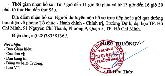 Trường Dự bị đại học TP. Hồ Chí Minh tuyển dụng viên chức năm 2020