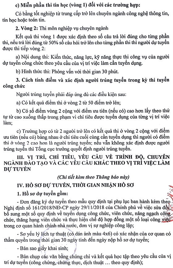 Tổng cục Tiêu chuẩn Đo lường Chất lượng tuyển dụng công chức năm 2020
