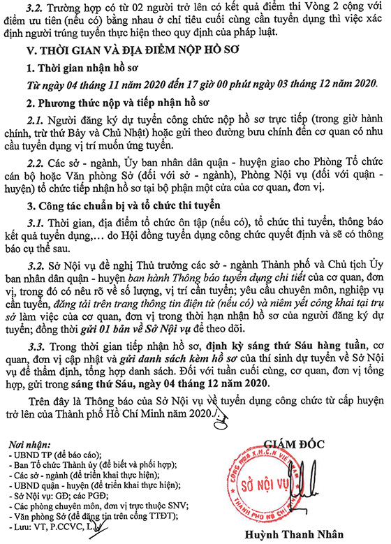 UBND TP. Hồ Chí Minh tuyển dụng công chức cấp huyện trở lên năm 2020