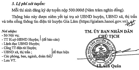 UBND huyện Gia Lâm tuyển dụng Chỉ huy trưởng quân sự xã, thị trấn năm 2020