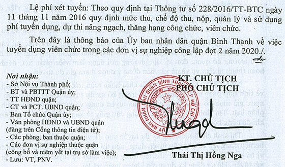 UBND quận Bình Thạnh, TP. Hồ Chí Minh tuyển dụng viên chức đợt 2 năm 2020