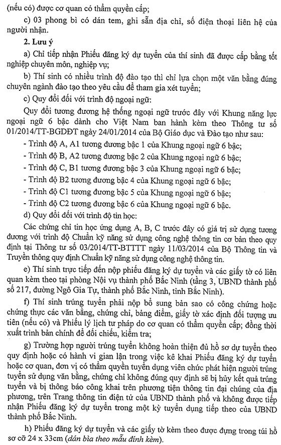 UBND thành phố Bắc Ninh tuyển dụng viên chức đợt 3 năm 2020