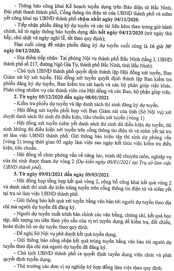 UBND thành phố Bắc Ninh tuyển dụng viên chức đợt 3 năm 2020