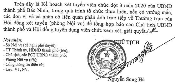 UBND thành phố Bắc Ninh tuyển dụng viên chức đợt 3 năm 2020