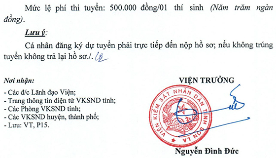 Viện kiểm sát nhân dân tỉnh Sơn La tuyển dụng công chức năm 2020