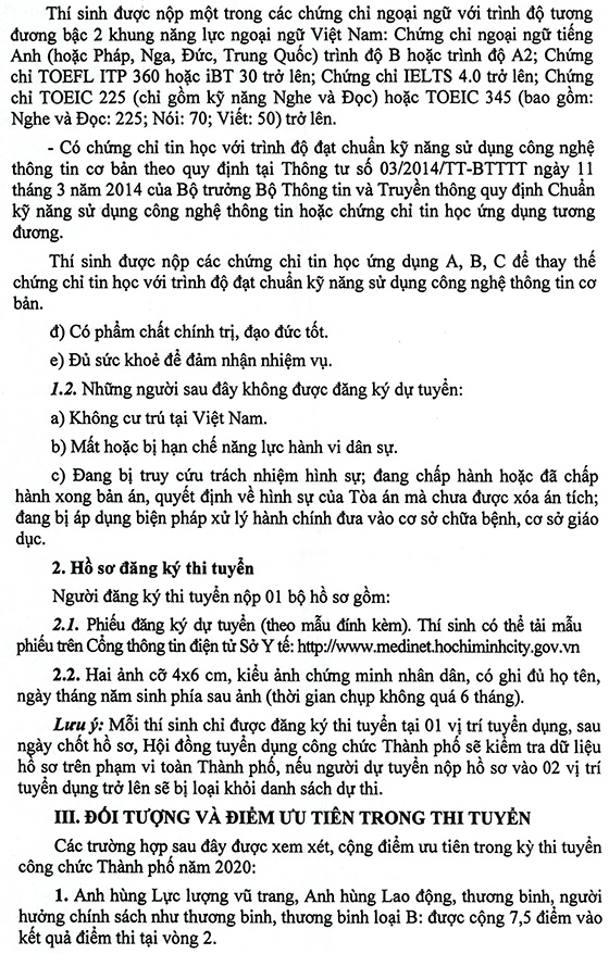 UBND TP. Hồ Chí Minh tuyển dụng công chức làm việc tại Sở Y Tế năm 2020