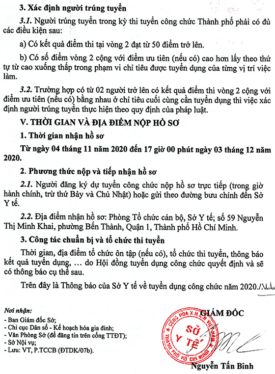 UBND TP. Hồ Chí Minh tuyển dụng công chức làm việc tại Sở Y Tế năm 2020