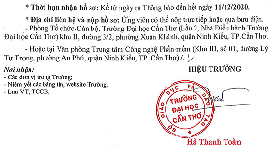 Đại học Cần Thơ tuyển dụng lao động năm 2020