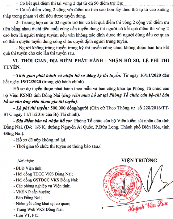 ​Viện Kiểm sát nhân dân tỉnh Đồng Nai tuyển dụng công chức năm 2020