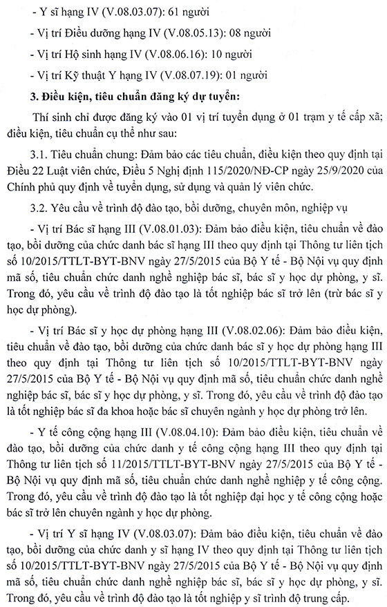 TTYT huyện Nga Sơn, Thanh Hóa tuyển dụng viên chức TYT cấp xã đợt 1 năm 2020