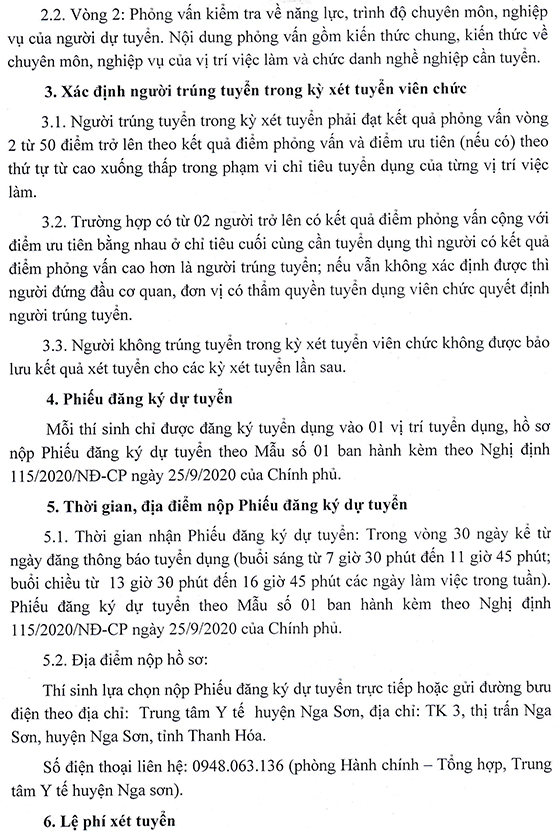 TTYT huyện Nga Sơn, Thanh Hóa tuyển dụng viên chức TYT cấp xã đợt 1 năm 2020