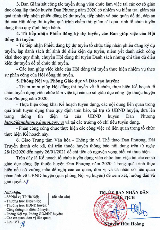 UBND huyện Đan Phượng, TP.Hà Nội tuyển dụng giáo viên và nhân viên trường học năm 2020