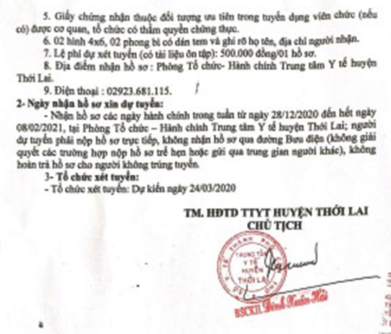 TTYT huyện Thới Lai, TP.Cần Thơ tuyển dụng viên chức năm 2020
