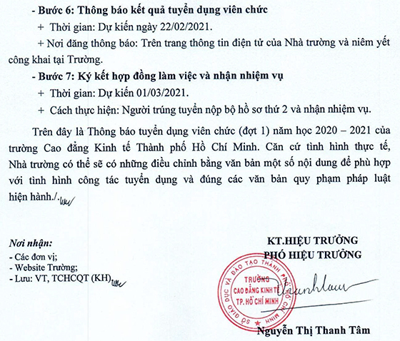 Trường Cao đẳng Kinh tế TP. Hồ Chí Minh tuyển dụng viên chức đợt 1 năm học 2020-2021