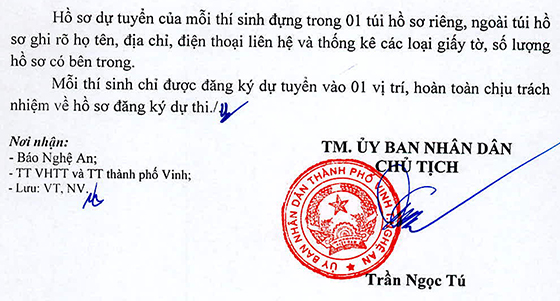 UBND TP.Vinh, Nghệ An tuyển dụng giáo viên năm 2020