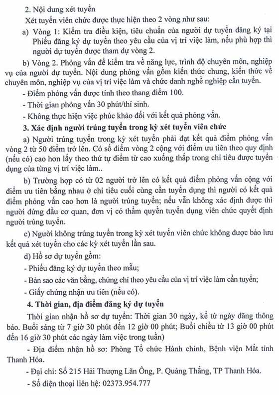 Bệnh viện Mắt Thanh Hóa tuyển dụng viên chức năm 2020