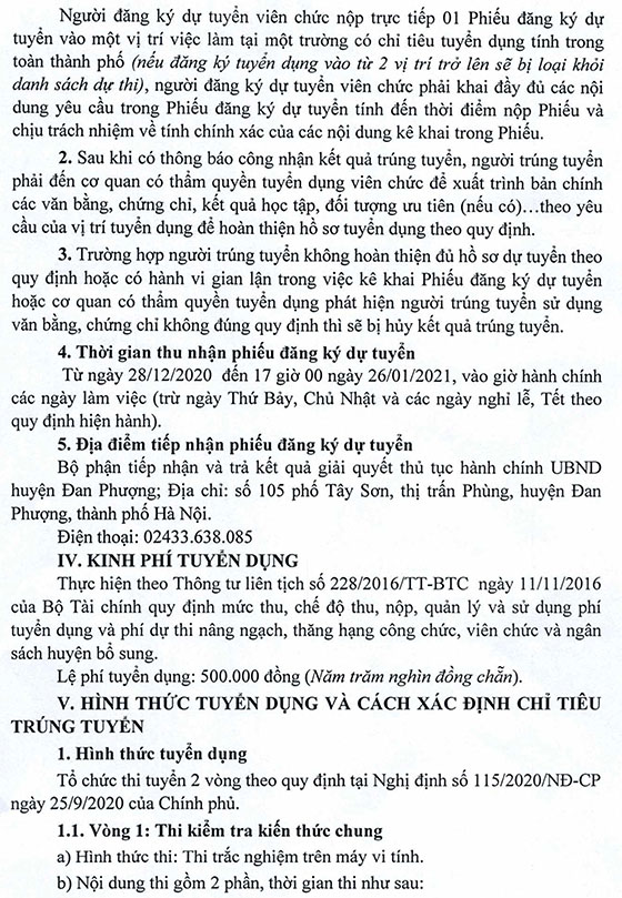 UBND huyện Đan Phượng, TP.Hà Nội tuyển dụng giáo viên và nhân viên trường học năm 2020