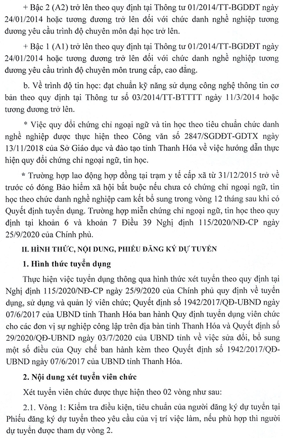 TTYT huyện Triệu Sơn, Thanh Hóa tuyển dụng viên chức TYT cấp xã đợt 1 năm 2020