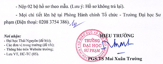 Trường ĐH Sư Phạm - ĐH Thái Nguyên tuyển dụng viên chức năm 2020