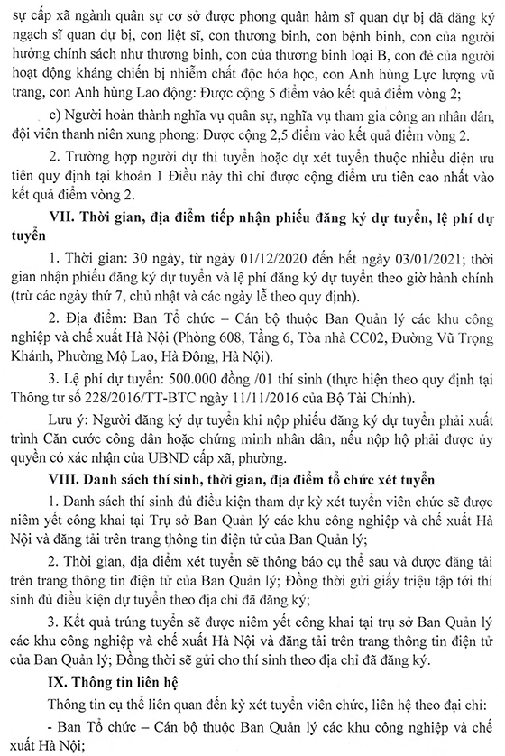 BQL các Khu Công nghiệp và Chế xuất Hà Nội tuyển dụng viên chức năm 2020