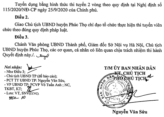 BQL dự án đầu tư xây dựng huyện Phúc Thọ tuyển dụng viên chức năm 2020
