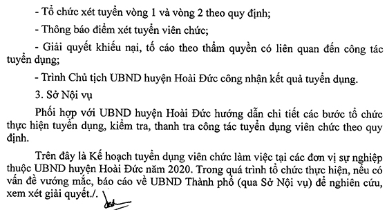 UBND TP. Hà Nội tuyển dụng viên chức làm việc tại các đơn vị sự nghiệp thuộc UBND huyện Hoài Đức năm 2020