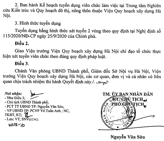 UBND TP. Hà Nội tuyển dụng viên chức làm việc tại TT Nghiên cứu Kiến trúc và Quy hoạch đô thị, nông thôn năm 2020