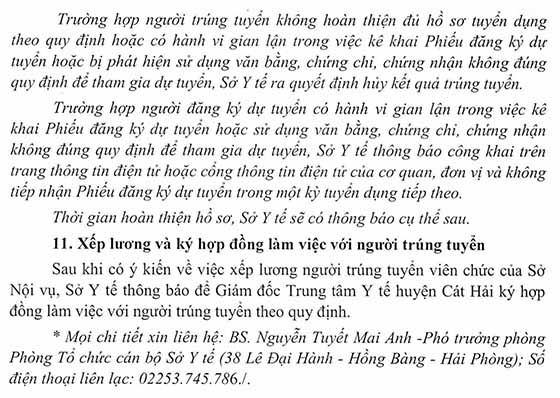 TTYT huyện Cát Hải, Hải Phòng tuyển dụng viên chức năm 2020
