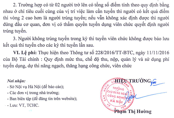 Trường Cao đẳng nghề Công nghiệp Hà Nội tuyển dụng viên chức năm 2020