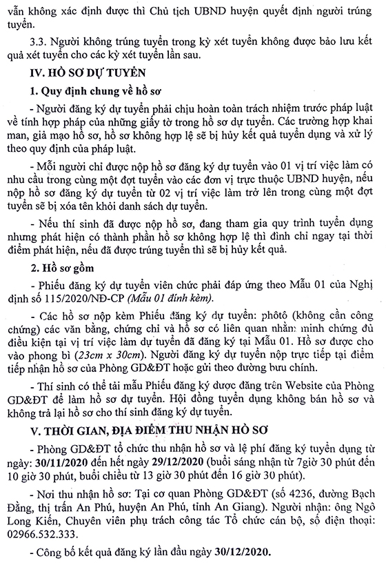 UBND huyện An Phú, An Giang tuyển dụng viên chức giáo dục năm 2020