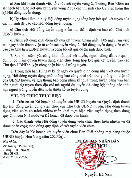 UBND huyện Hòa Vang, Đà Nẵng tuyển dụng viên chức Ban giải phóng mặt bằng năm 2020